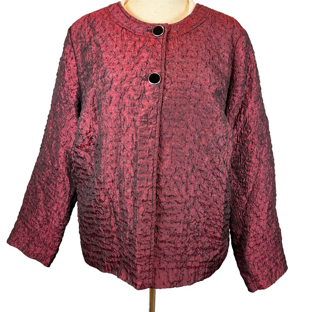 Whimsigoth Textured Blazer 2X‎ Notations Women Crinkled Satin Dark Academia